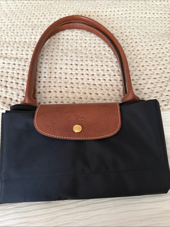 Longchamp Handbags - Longchamp Le Pliage Black and Brown Shoulder Bag